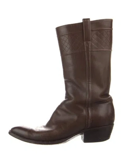 Pre-owned Lucchese Leather Western Boots In Brown