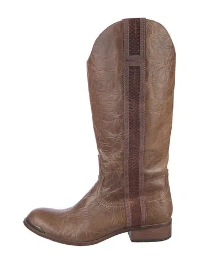 Pre-owned Lucchese Leather Western Boots In Brown