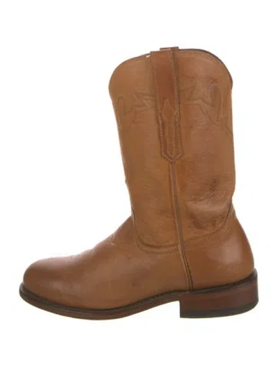 Pre-owned Lucchese Leather Western Boots In Brown