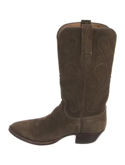 Pre-owned Lucchese Leather Western Boots In Brown