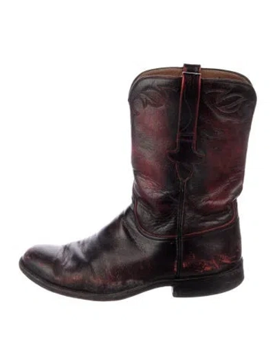 Pre-owned Lucchese Leather Western Boots In Brown