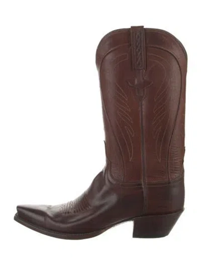 Pre-owned Lucchese Leather Western Boots In Brown