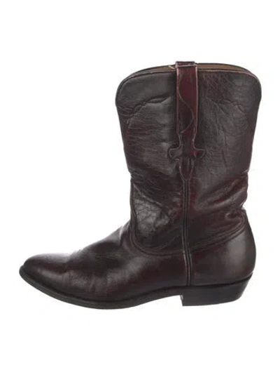 Pre-owned Lucchese Leather Western Boots In Brown