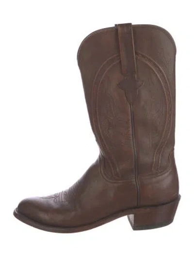 Pre-owned Lucchese Leather Western Boots In Brown