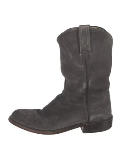 Pre-owned Lucchese Leather Western Boots In Brown
