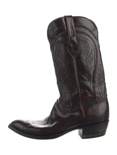 Pre-owned Lucchese Leather Western Boots In Brown