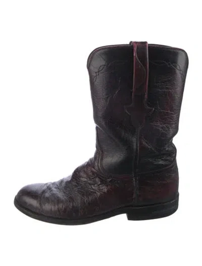 Pre-owned Lucchese Leather Western Boots In Brown