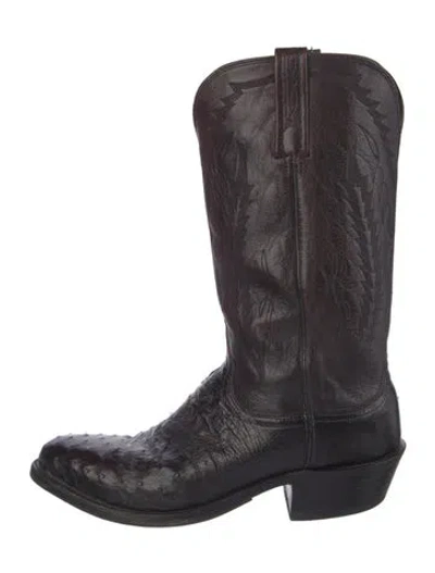 Pre-owned Lucchese Leather Western Boots In Brown