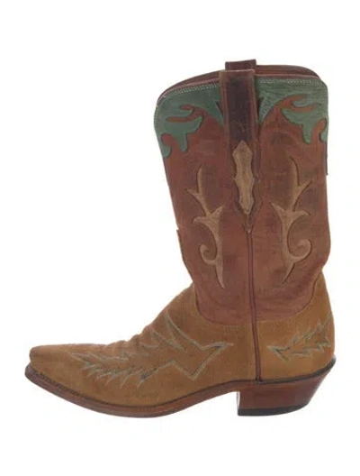Pre-owned Lucchese Leather Western Boots In Brown