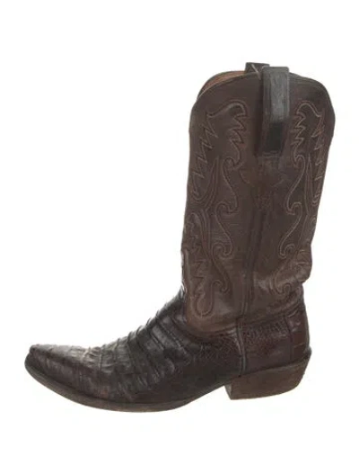 Pre-owned Lucchese Leather Western Boots In Brown