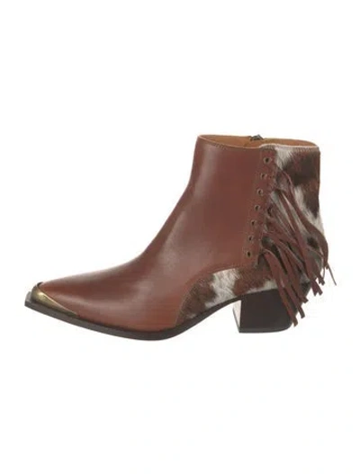 Pre-owned Lucchese Leather Western Boots In Brown