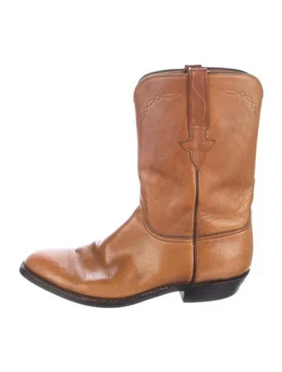Pre-owned Lucchese Leather Western Boots In Brown