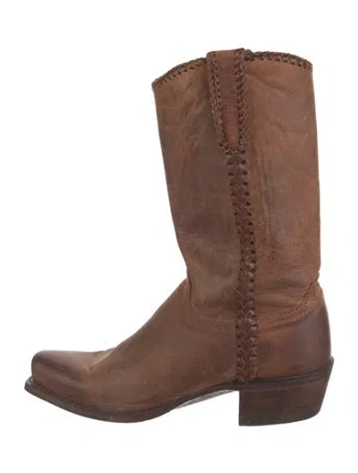 Pre-owned Lucchese Leather Western Boots In Brown
