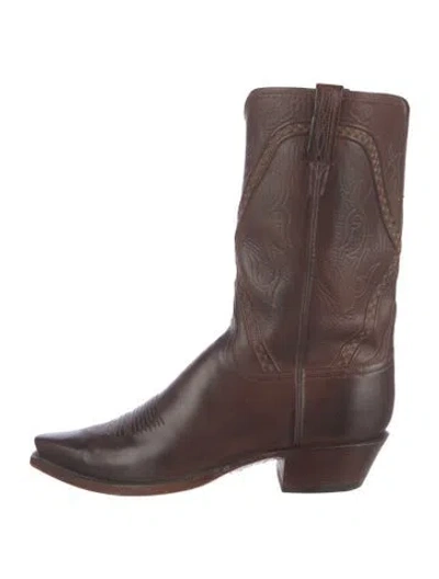 Pre-owned Lucchese Leather Western Boots In Brown