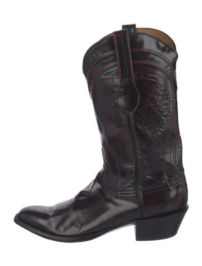Pre-owned Lucchese Leather Western Boots In Brown