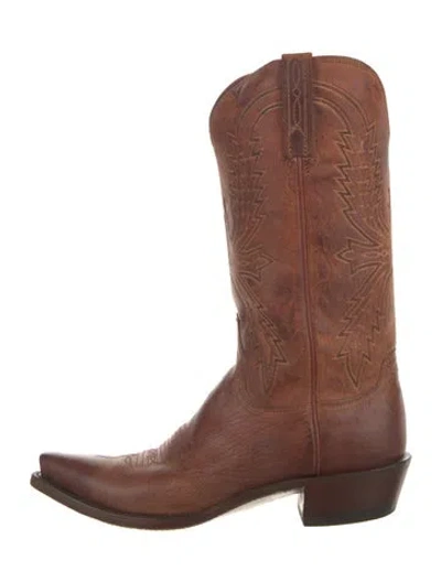 Pre-owned Lucchese Leather Western Boots In Brown