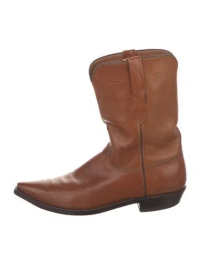 Pre-owned Lucchese Leather Western Boots In Brown