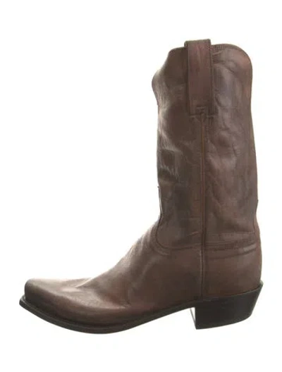 Pre-owned Lucchese Leather Western Boots In Brown