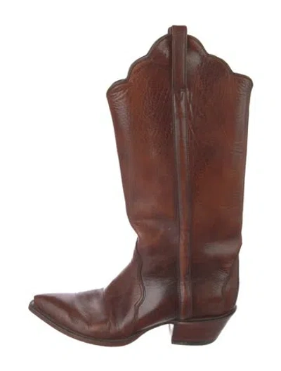 Pre-owned Lucchese Leather Western Boots In Brown