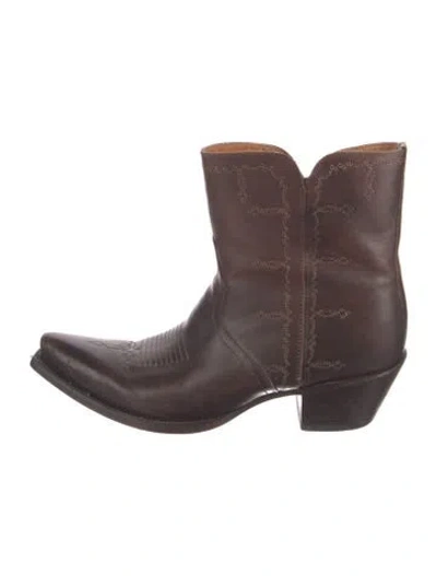 Pre-owned Lucchese Leather Western Boots In Brown