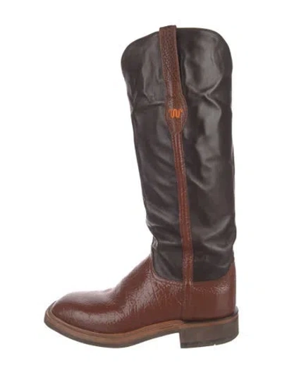 Pre-owned Lucchese Leather Western Boots In Brown