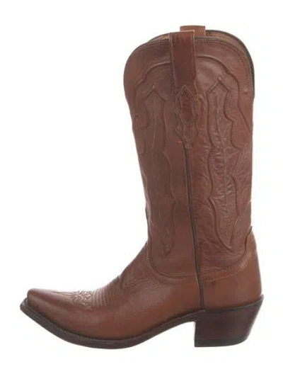 Pre-owned Lucchese Leather Western Boots In Brown