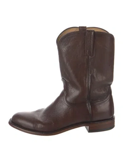 Pre-owned Lucchese Leather Western Boots In Brown