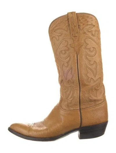 Pre-owned Lucchese Leather Western Boots In Brown/neutrals