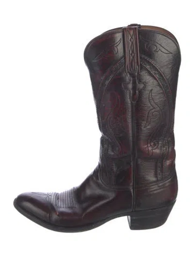 Pre-owned Lucchese Leather Western Boots In Multi