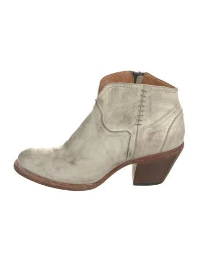 Pre-owned Lucchese Leather Western Boots In White