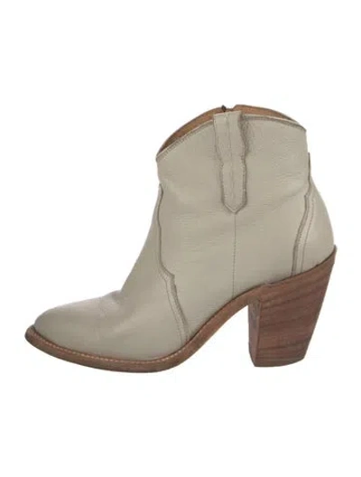 Pre-owned Lucchese Leather Western Boots In White