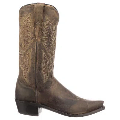 Pre-owned Lucchese Lewis Mandras Goat Snip Toe Cowboy Mens Size 7.5 D Casual Boots M1002- In Brown