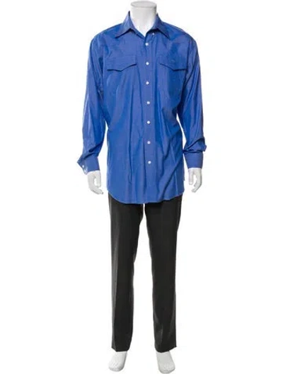 Pre-owned Lucchese Long Sleeve Shirt In Blue
