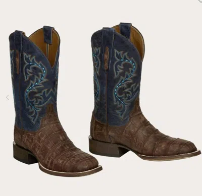 Lucchese Men's Giant Alligator Malcolm Exotic Boots In Brandy/navy