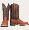 Lucchese Men's Rowdy Full Quill Ostrich Exotic Boots In Cognac/brown
