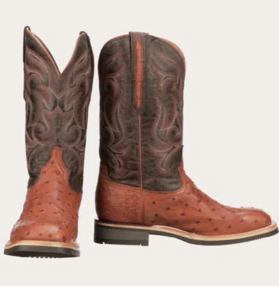 Lucchese Men's Rowdy Full Quill Ostrich Exotic Boots In Cognac/brown
