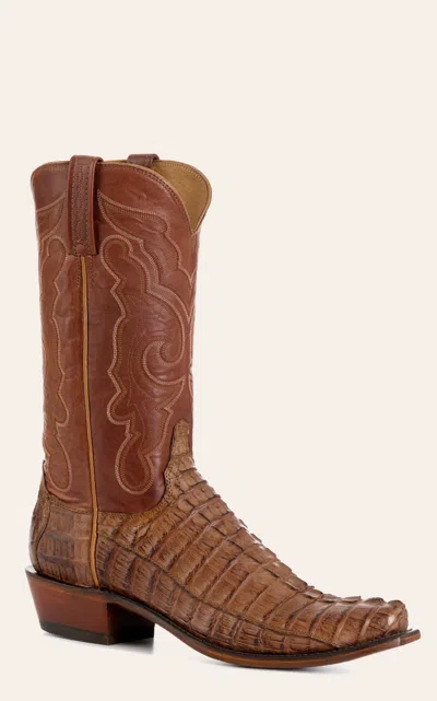 Lucchese Men's Tawny Franklin Hornback Caiman Leather Narrow Square Toe Boots In Brown