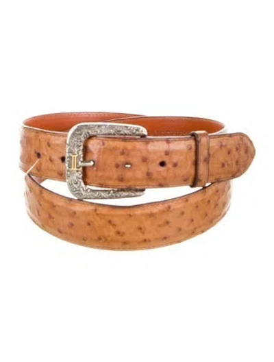 Pre-owned Lucchese Ostrich Belt In Brown