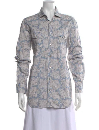 Pre-owned Lucchese Paisley Print Long Sleeve Button-up Top In Multi