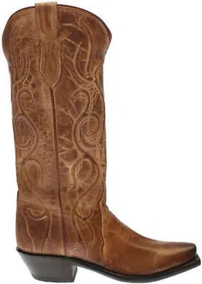Pre-owned Lucchese Patsy Mad Dog Goat Square Toe Cowboy Womens Brown Casual Boots M5109-7