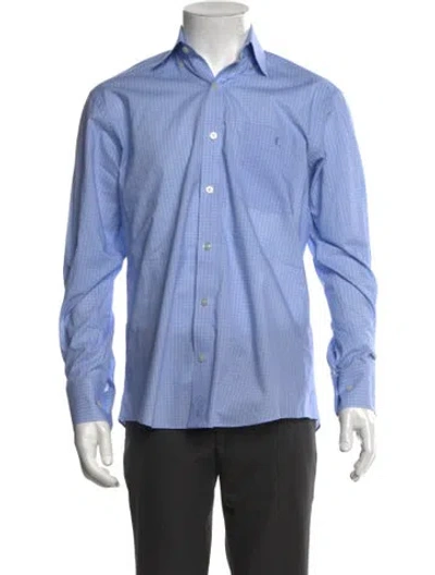 Pre-owned Lucchese Patterned Long Sleeve Dress Shirt In Blue