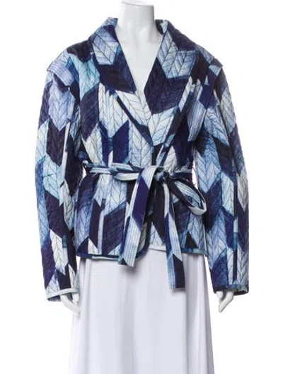 Pre-owned Lucchese Printed Faux Fur Jacket In Blue