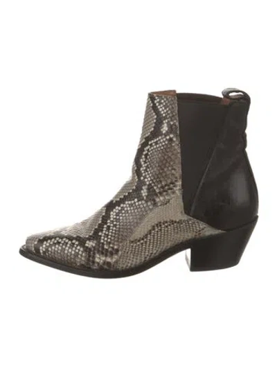 Pre-owned Lucchese Snakeskin Animal Print Chelsea Boots In Neutral