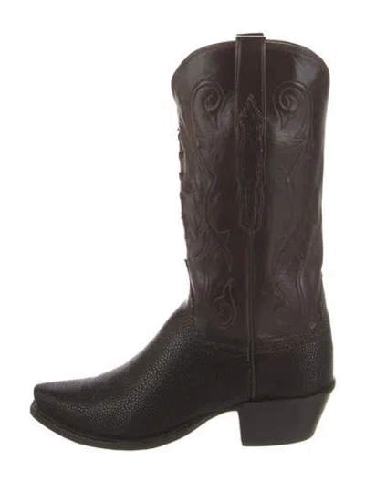 Pre-owned Lucchese Stingray Western Boots In Brown
