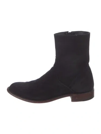 Pre-owned Lucchese Suede Boots In Black