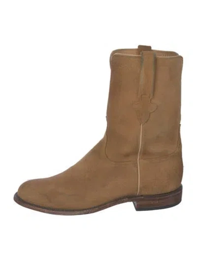 Pre-owned Lucchese Suede Boots In Neutral