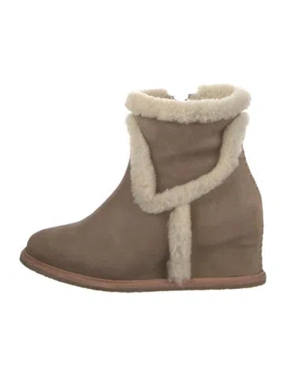 Pre-owned Lucchese Suede Boots In Neutral