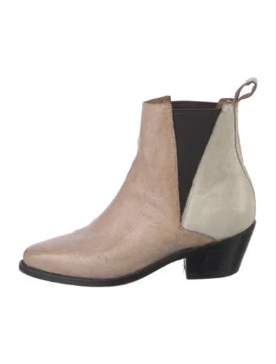 Pre-owned Lucchese Suede Colorblock Pattern Chelsea Boots In Neutral