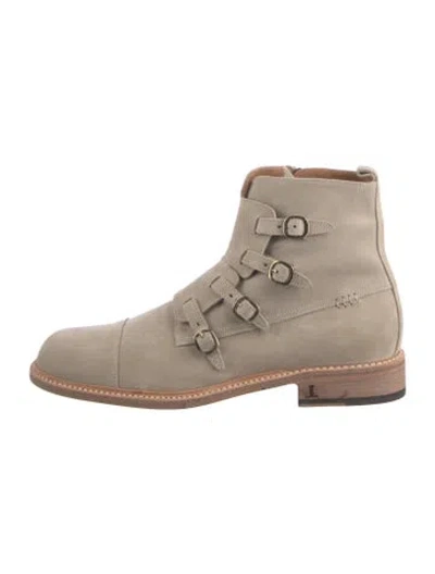 Pre-owned Lucchese Suede Lace-up Boots In Neutral