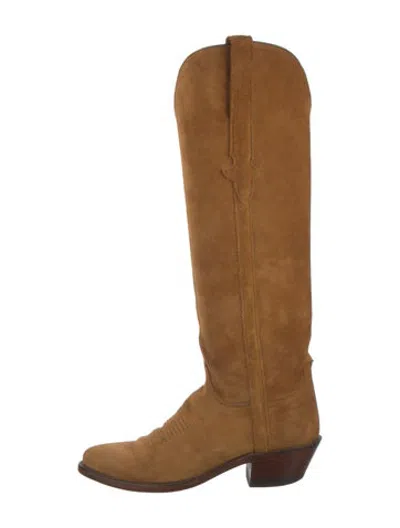 Pre-owned Lucchese Suede Riding Boots In Brown